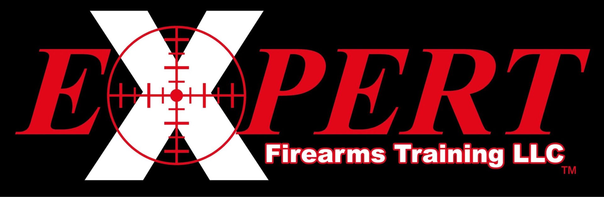 A black and white logo of an x-pen firearms training center.